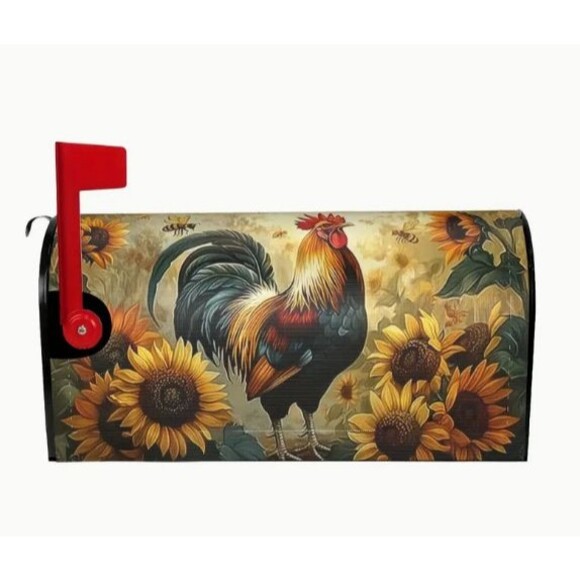 Rooster and Sunflower MailBox Cover 21x18in Adjustable strap & buckle - Picture 2 of 3